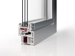 Profilquerschnitt Kunststoff-Aluminium-Fenster PaXplus 4 Alublend flächenbündig